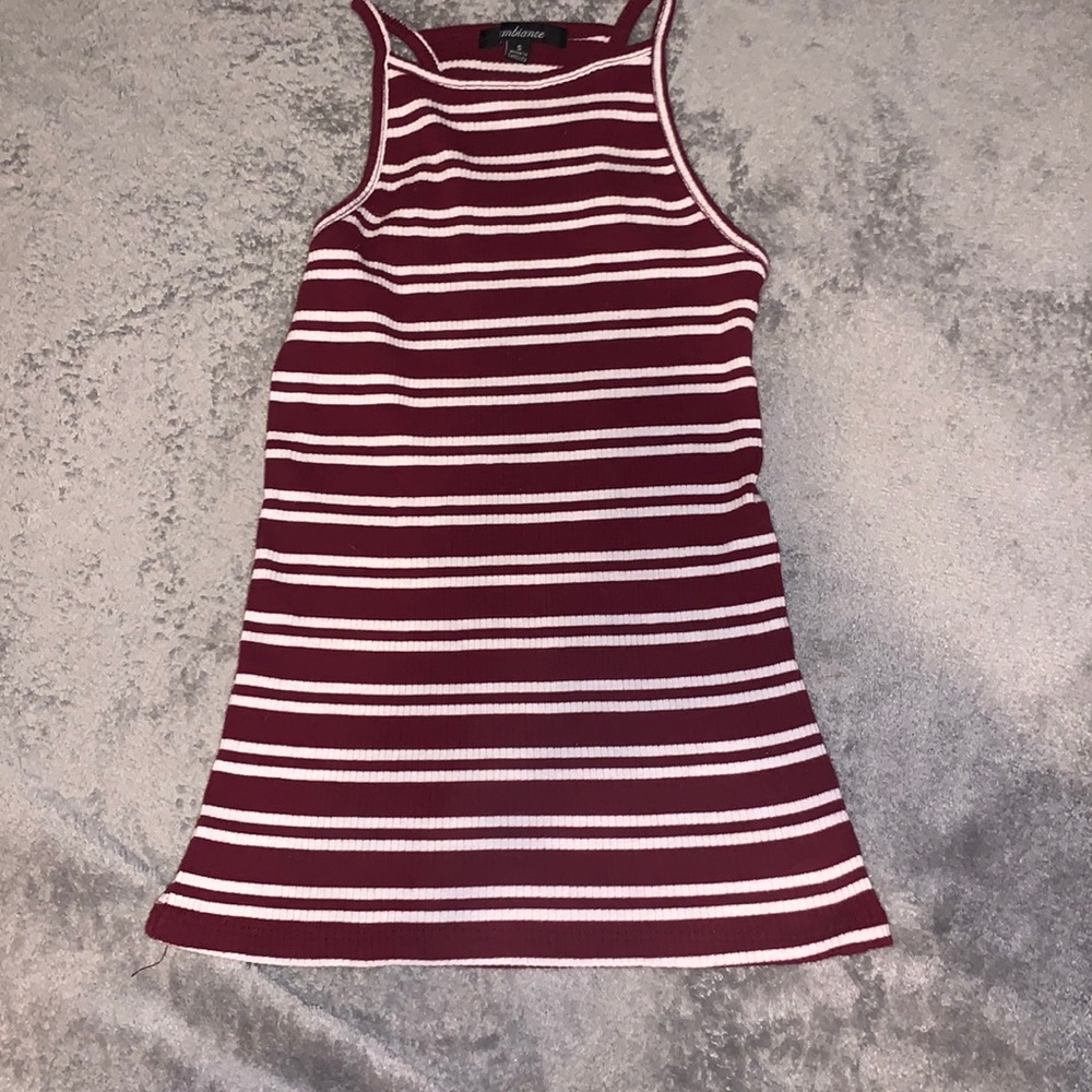 red and white striped tank top